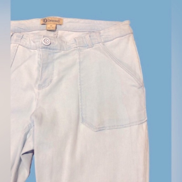 Democracy Y2K icy blue hi rise straight leg jeans w triangle frt pockets SZ 18 - Picture 3 of 7